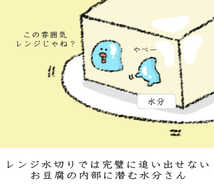 電子レンジで水切りが十分ではない木綿豆腐 電子レンジで水切りが十分ではない木綿豆腐