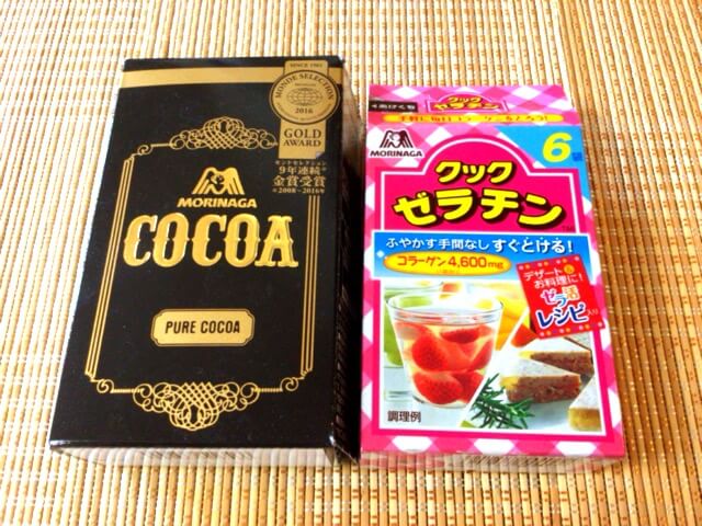材料③ 無糖ココア+ゼラチン 材料③ 無糖ココア+ゼラチン