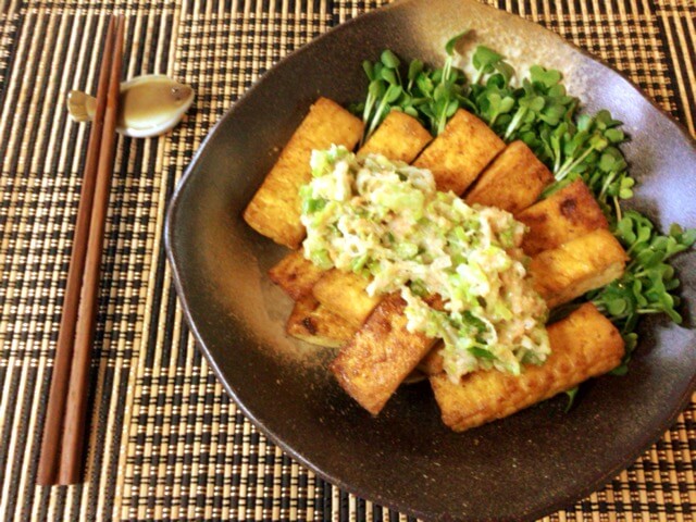 厚揚げほんだしバター醤油のネギマヨ明太焼き(糖質3.7g) 厚揚げほんだしバター醤油のネギマヨ明太焼き(糖質3.7g)