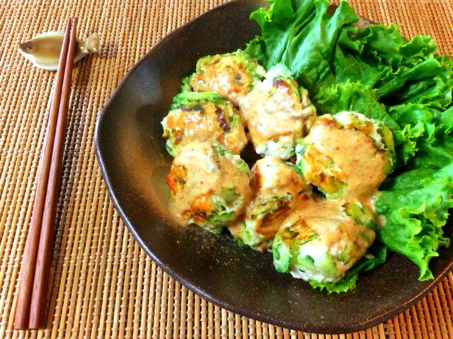 胡麻マヨ味噌一味のゴーヤチキン団子(糖質5.9g) 胡麻マヨ味噌一味のゴーヤチキン団子(糖質5.9g)