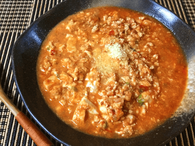 トマト豆腐の濃厚担々麺風卵チキンスープ(糖質9.8g)