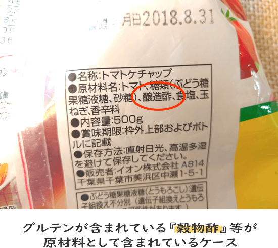 グルテンを含む調味料を含有しているケース