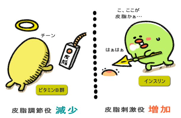 ビタミンB群の減少とインスリンの増加