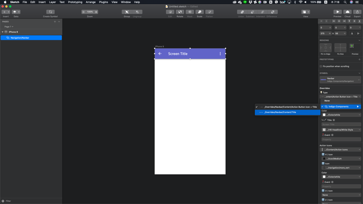 Indigo.Design - Typeで選択中