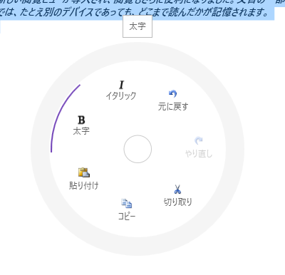 UIコントロール選択ガイド - ラジアルメニュー - ラジオボタンが有効化された状態