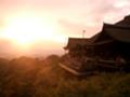 京都・清水寺　夕日に染まる舞台