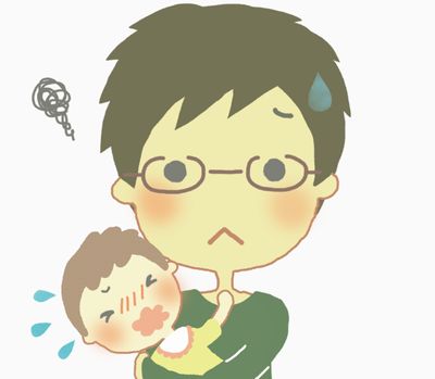 子育て中に困り果てる旦那さまのイメージイラスト