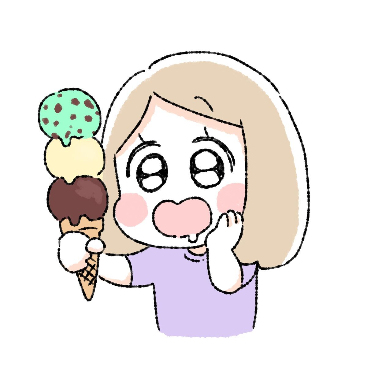 おいしそうなアイスクリームを食べる女性