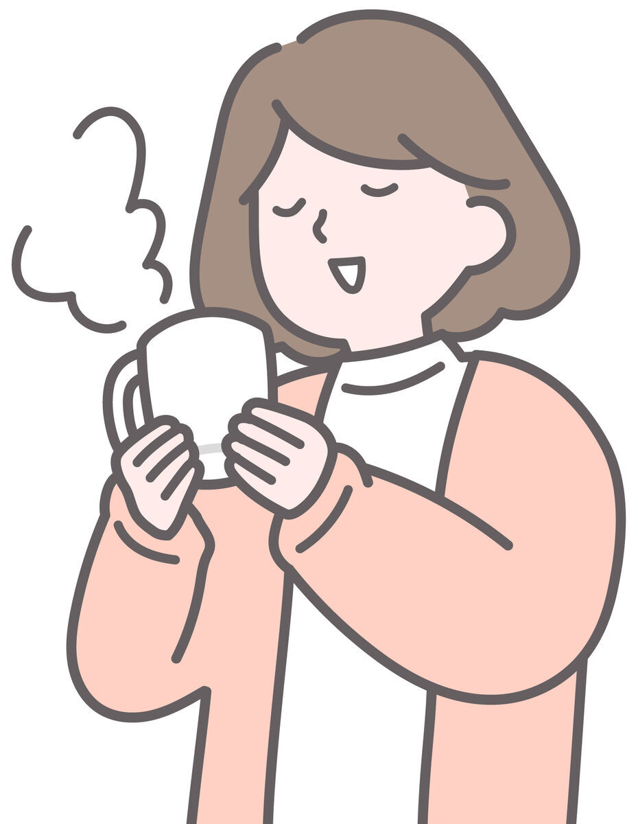 おいしそうな飲み物を飲むママ