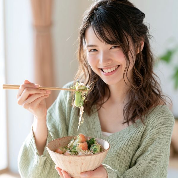 食物繊維の多い食事を意識する女性