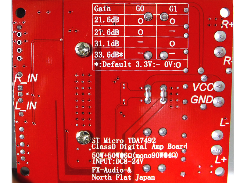 アンプモジュール50✕50mm 新製品のご案内-NFJ仕様50W+50W(ST製TDA7492搭載)デジタルアンプ完成