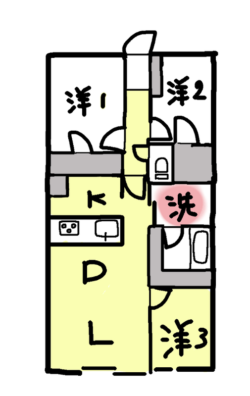 我が家の間取りと洗面所の位置