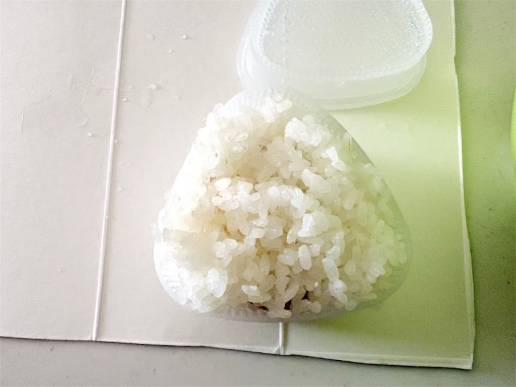 白ご飯、具、白ご飯乗せた写真