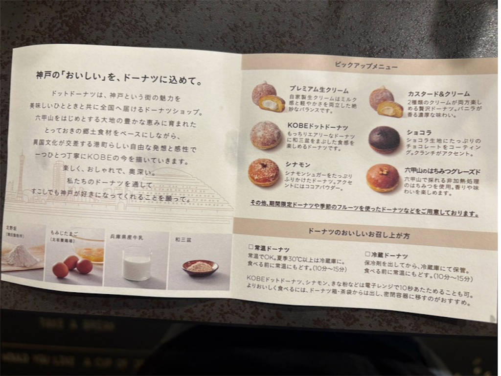 ドーナツ店のパンフレットの開き