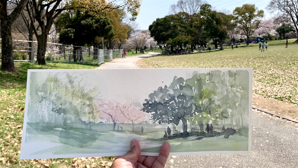 水彩de風景スケッチ 大仙公園 花の春 2022 - スケッチで会いましょう 3.0