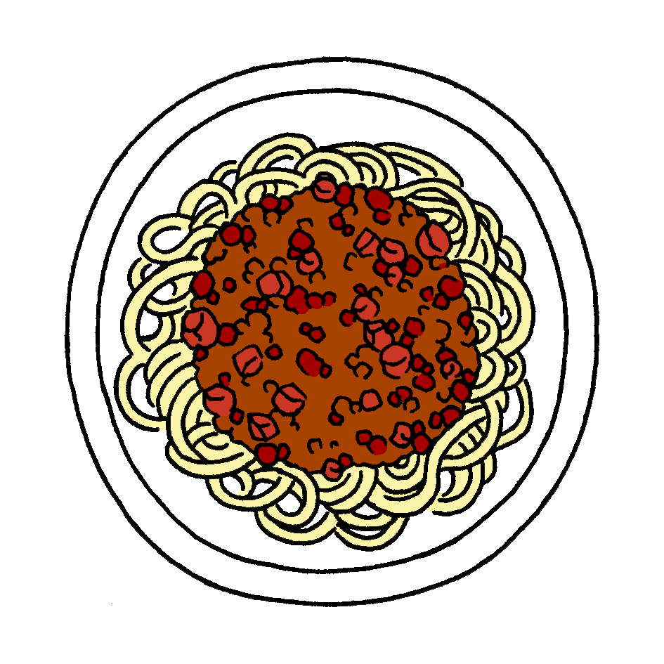 グルメ シンプルに描いたミートソーススパゲティのイラスト 旅する似顔絵屋さんのゆるゆる日常絵日記