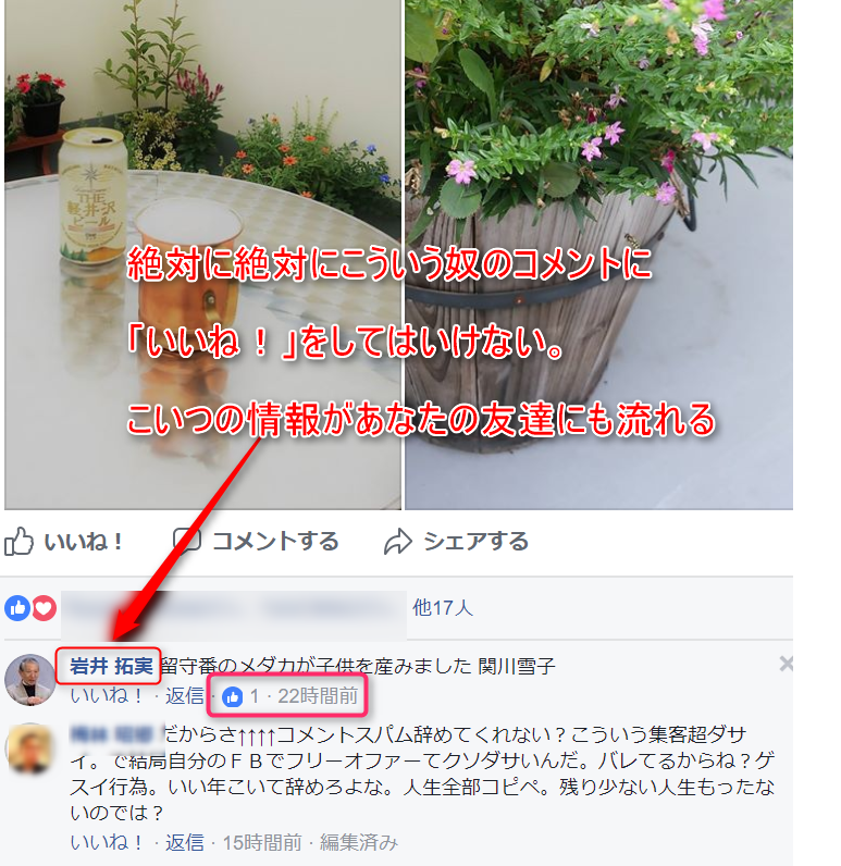 フェイスブックのコメントスパムは要注意 いいねを付けるのも要注意 ネットビジネス無料講座 起業と稼ぎの仕組みを語るブログ