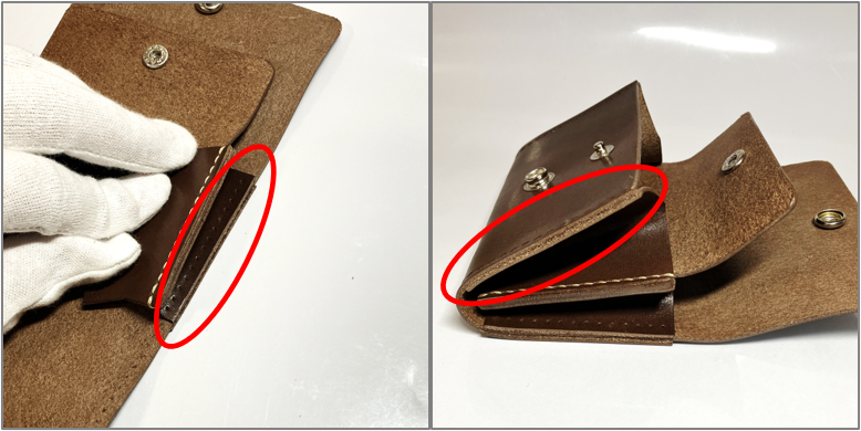 コインポケットの本体への接着作業