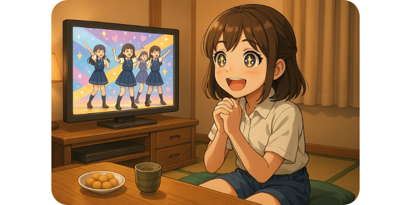 テレビに夢中のにこり