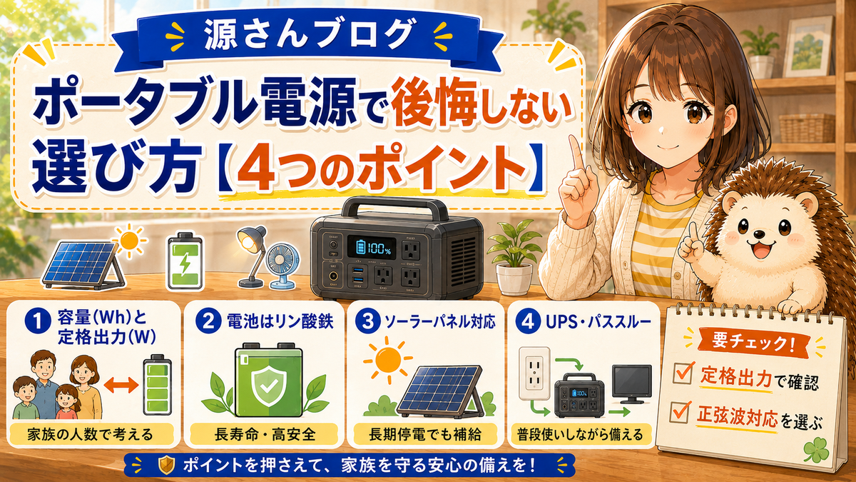 ポータブル電源で後悔しない選び方【4つのポイント】