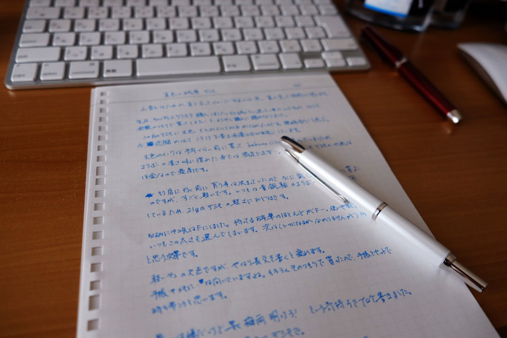 夏色のインクと新しい万年筆 キャップレスデシモの話 - ペン一本と、メモ帳