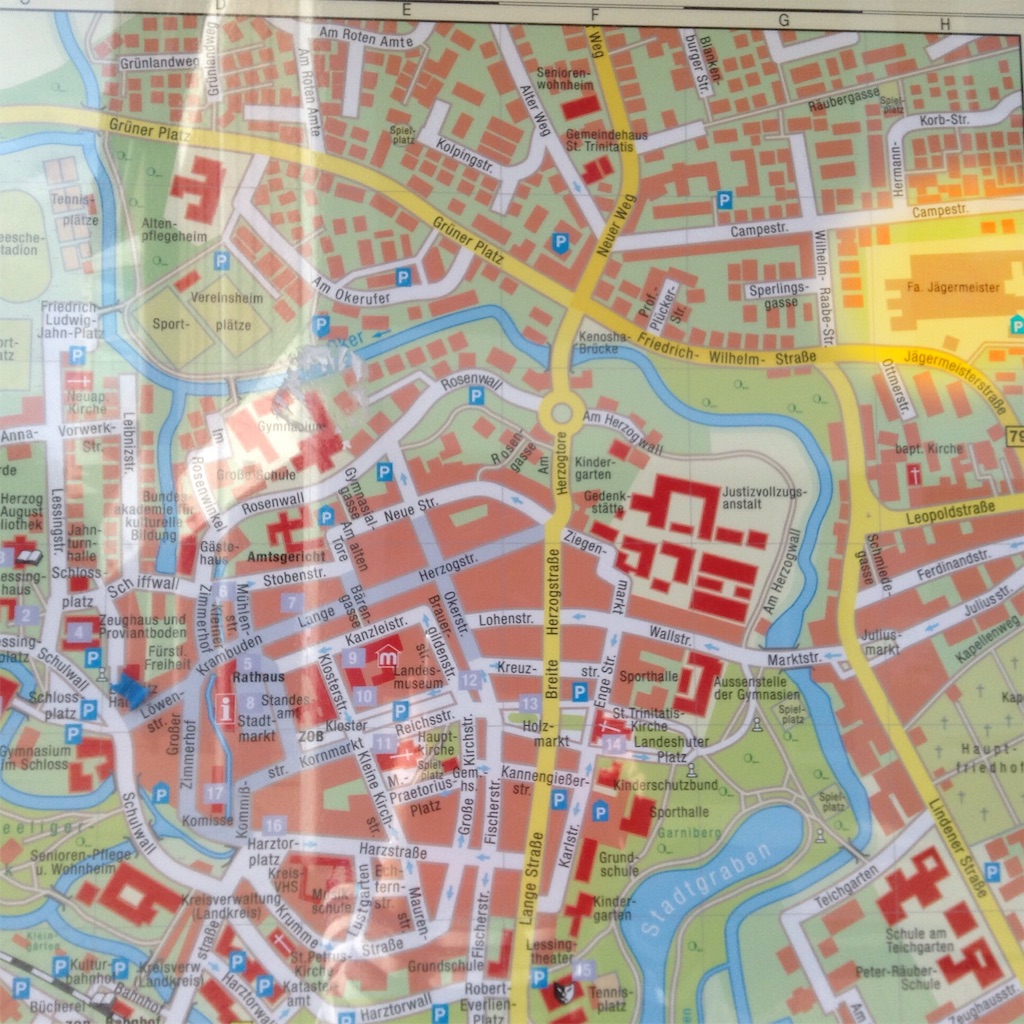 ドイツの町wolfenbüttelの地図 ウォルフェンビュッテルの街の地図