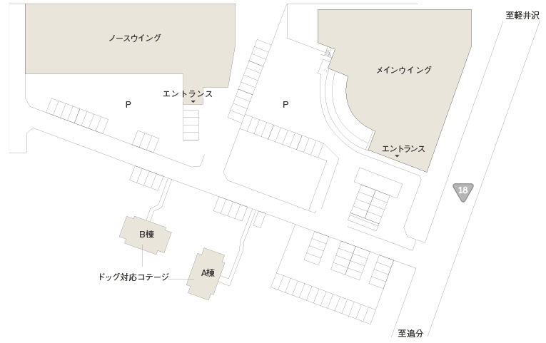 軽井沢マリオットホテルの敷地案内図