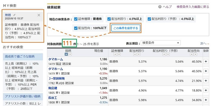 マネックス証券,スクリーニングツール使い方