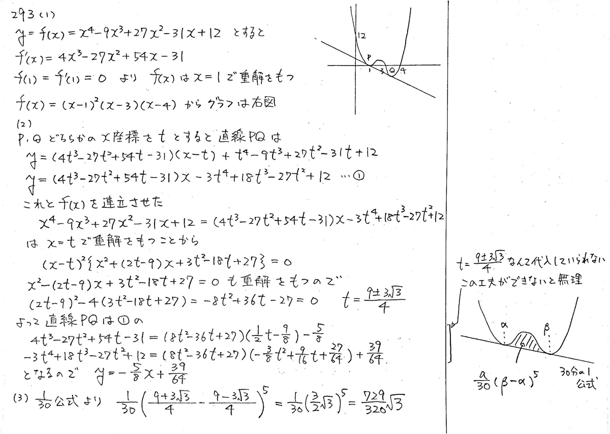 スタンダード数学演習Ⅰ・Ⅱ・A・B P83 293 解答 - 数学帝國へ