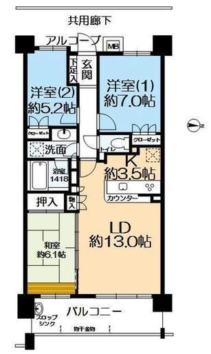 ガーデンヒルズ甲子園口(6階部分・74.74㎡) 間取り ガーデンヒルズ甲子園口(6階部分・74.74㎡) 間取り