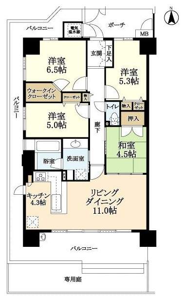 シーコートヤード西宮香櫨園(1階部分・85.46㎡) 間取り シーコートヤード西宮香櫨園(1階部分・85.46㎡) 間取り