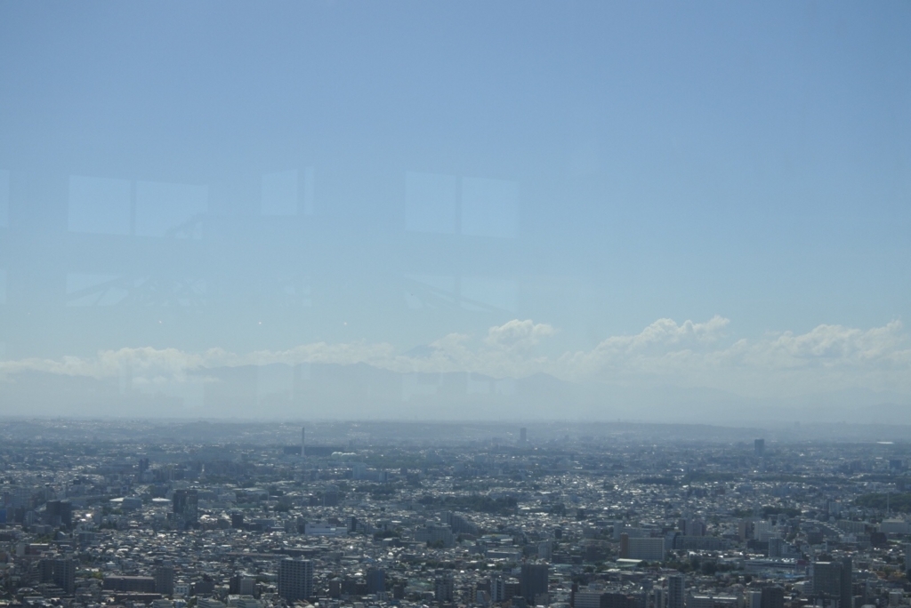 東京都庁展望室（展望台）から眺める、西の空（富士山側）