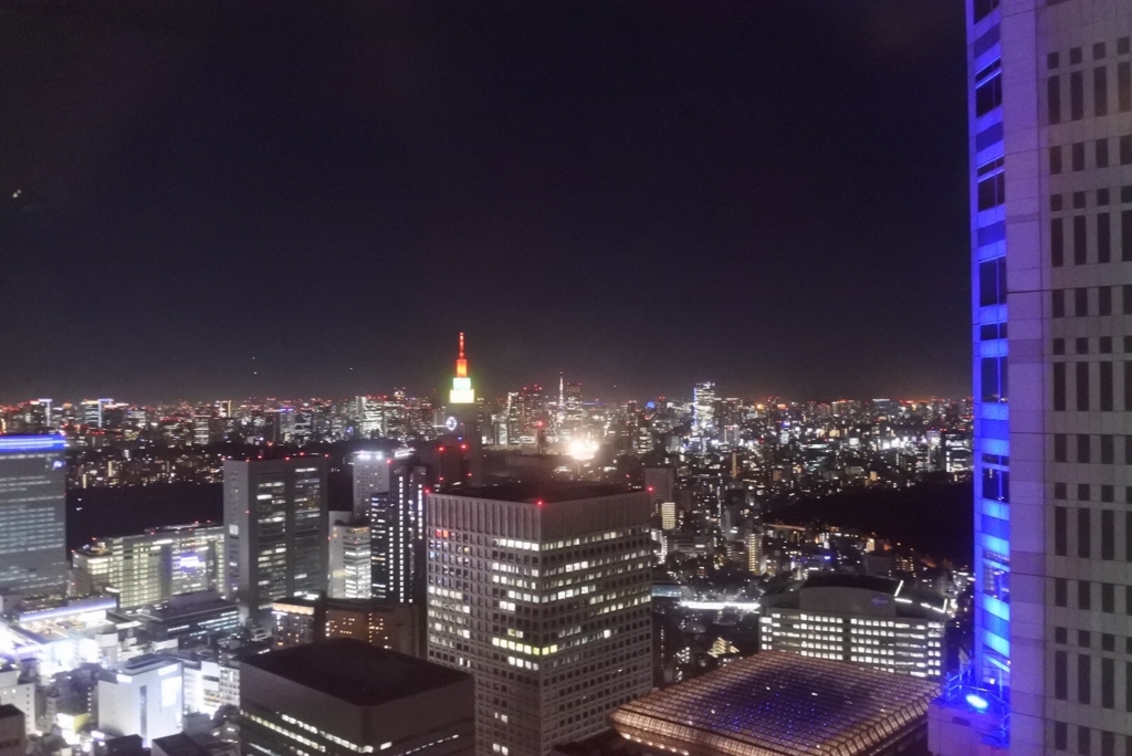 東京都庁展望室（展望台）からの夜景（ドコモビル側）