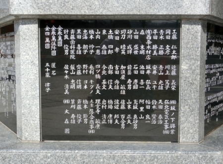西野神社創祀120年記念碑(奉賛芳名板)