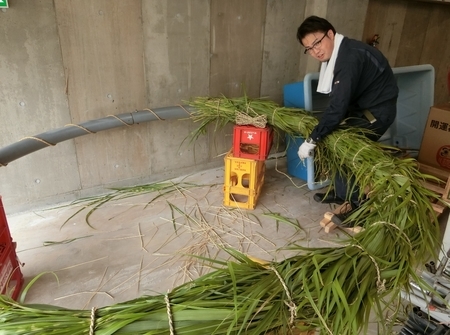 令和元年 西野神社夏越大祓「茅の輪」作成作業