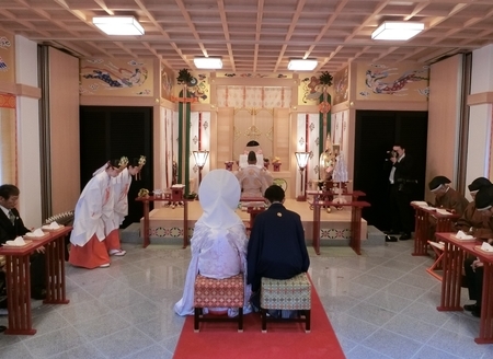 令和元年10月5日の神前結婚式（西野神社）