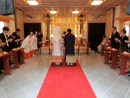 令和元年10月5日の神前結婚式（西野神社）