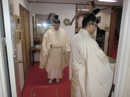 令和3年 西野神社元日　歳旦祭直前の祭員達