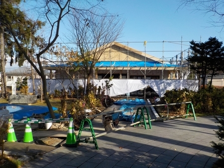 令和3年 西野神社 新嘗祭当日の参集殿(建築中)