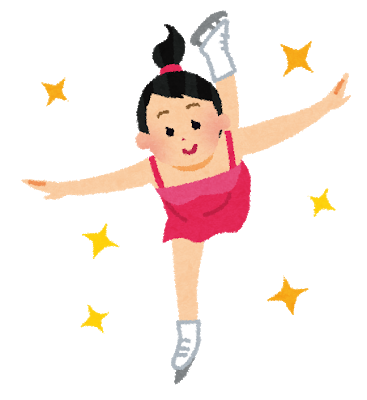 フィギュアスケートを滑っている女性選手のイラスト フィギュアスケートを滑っている女性選手のイラスト