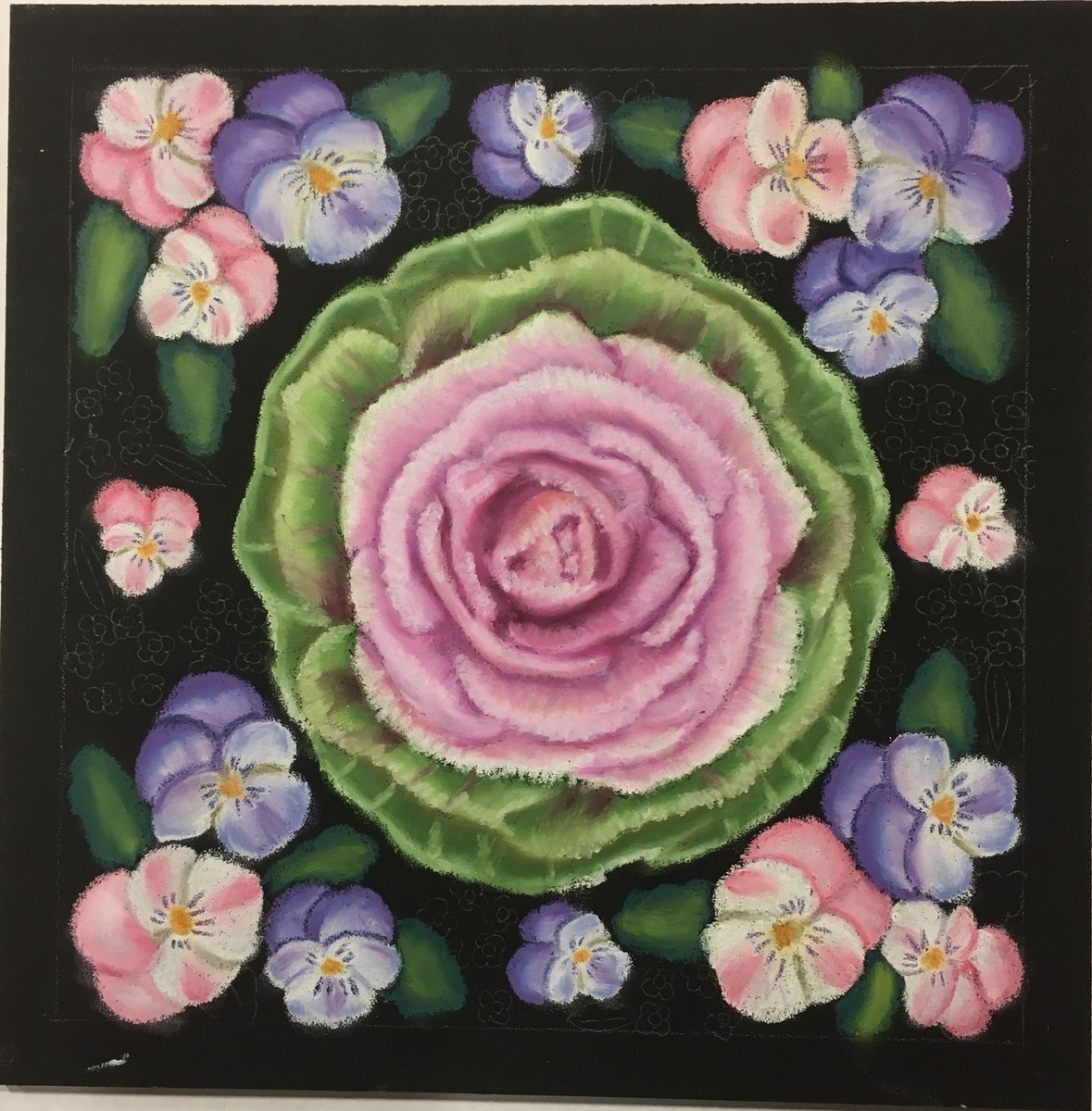 冬の寄せ植えのチョークアート にじいろ黒板通信