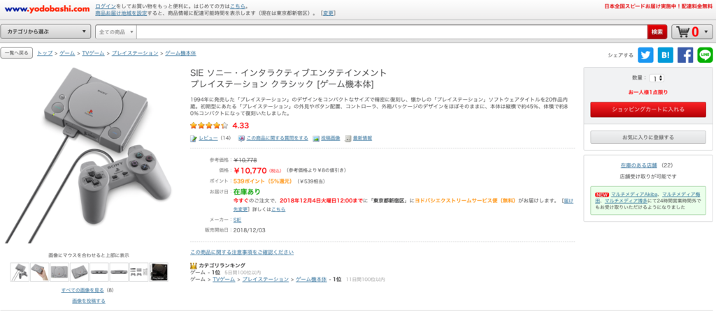 プレステミニが本日ついに発売!スーファミミニ発売時のような大行列や混乱は発生してない模様【プレイステーションクラシック】