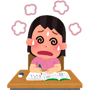 勉強で知恵熱を出す女の子のイラスト