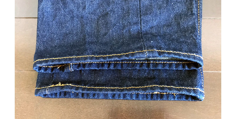 裾の部分だけ糊を落としてパッカリングをつける