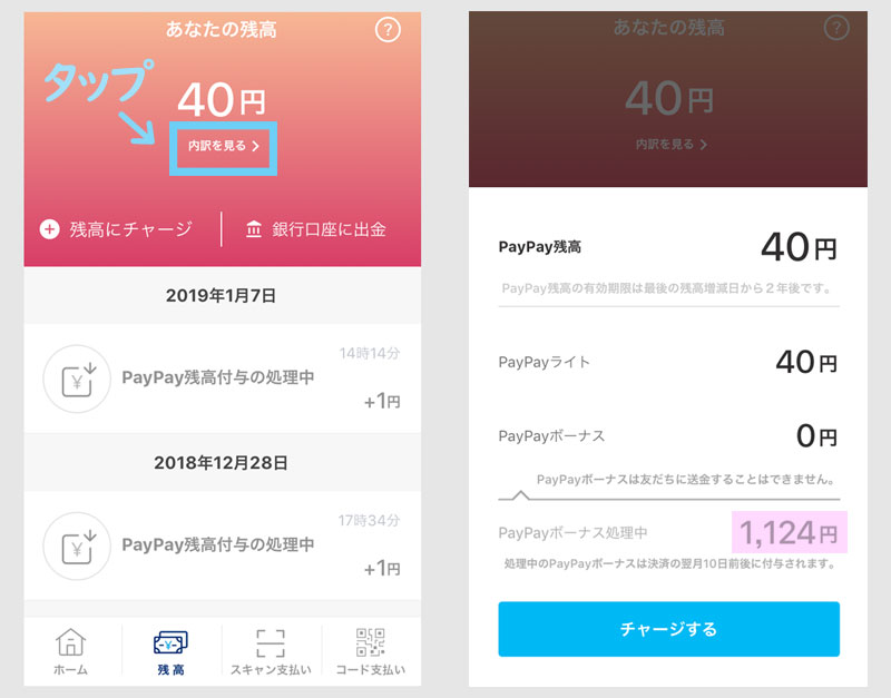 PayPayからの付与額を確認する方法