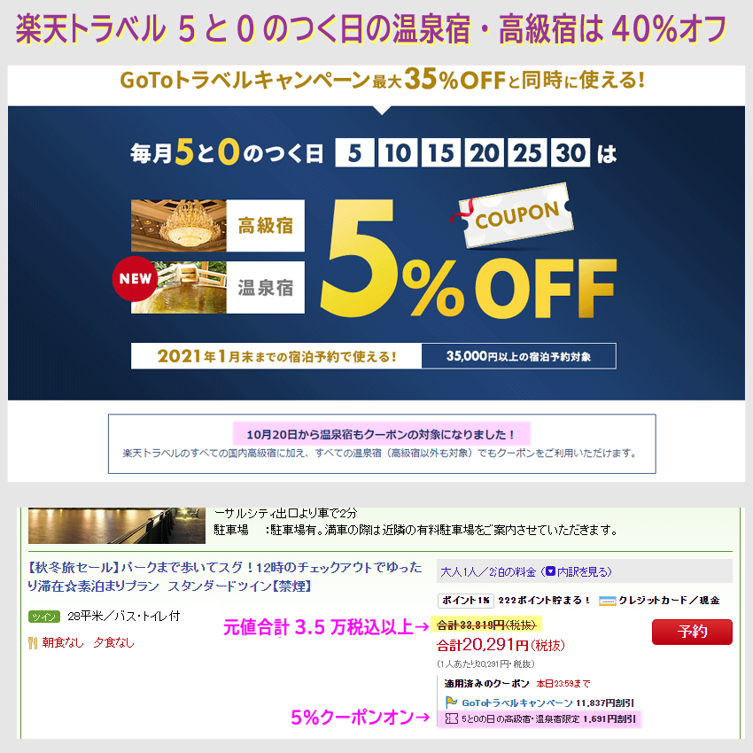 5と0のつく日は5％オフクーポン