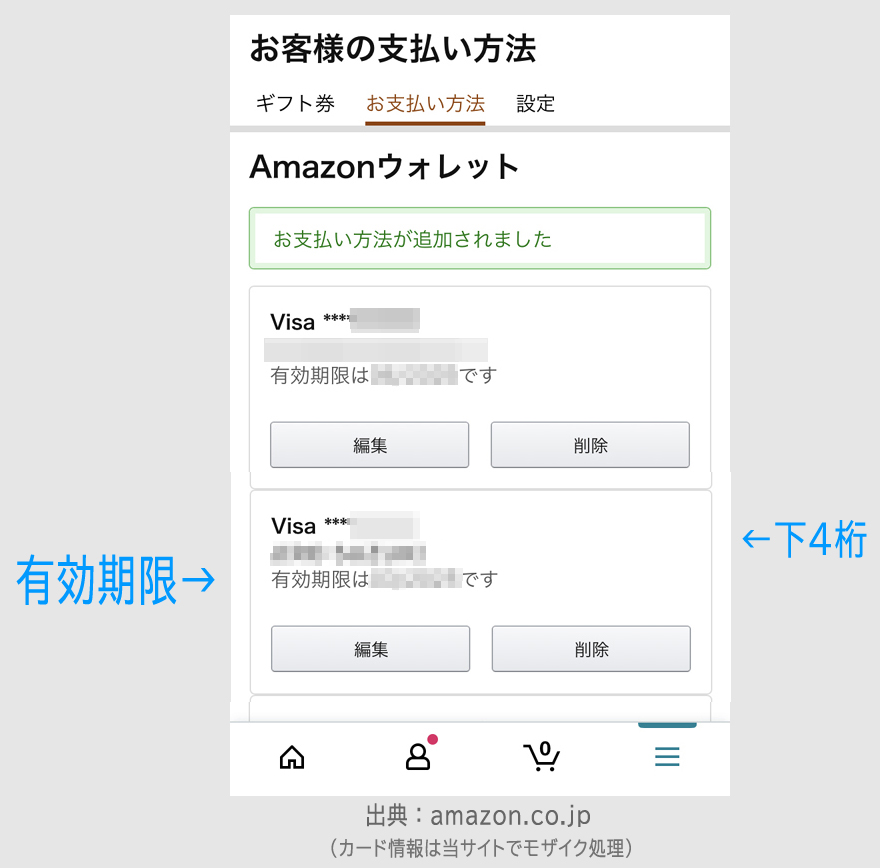 STEP１：アマゾンにVISA LINE Payカードを登録する7