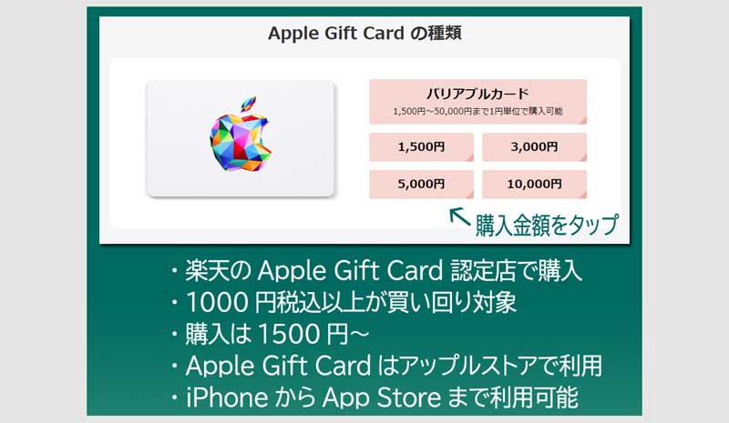 鉄板の買い回り対象商品 Apple Gift Card