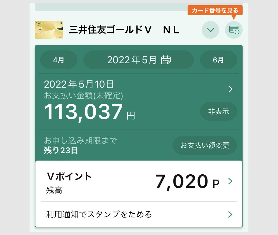 三井住友カードゴールドNL 100万円修行レポート5月 明細