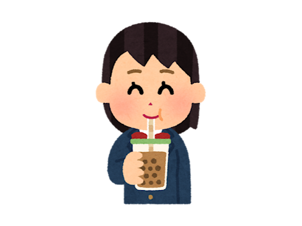 タピオカドリンクを飲む女性のイラスト